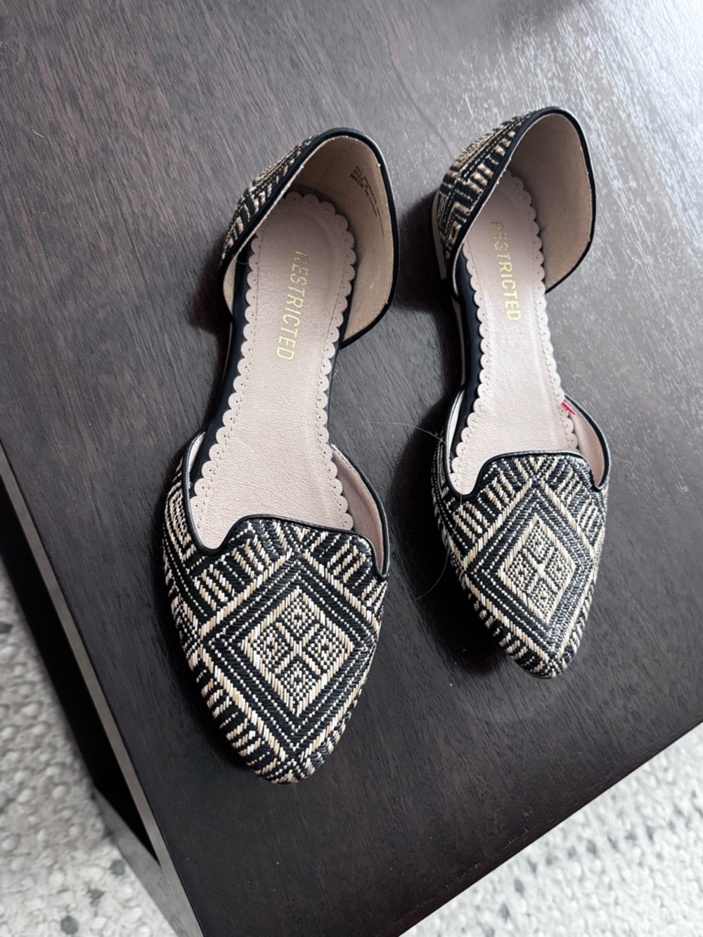 Restricted Black & Natural Geometric D'Orsay Flats